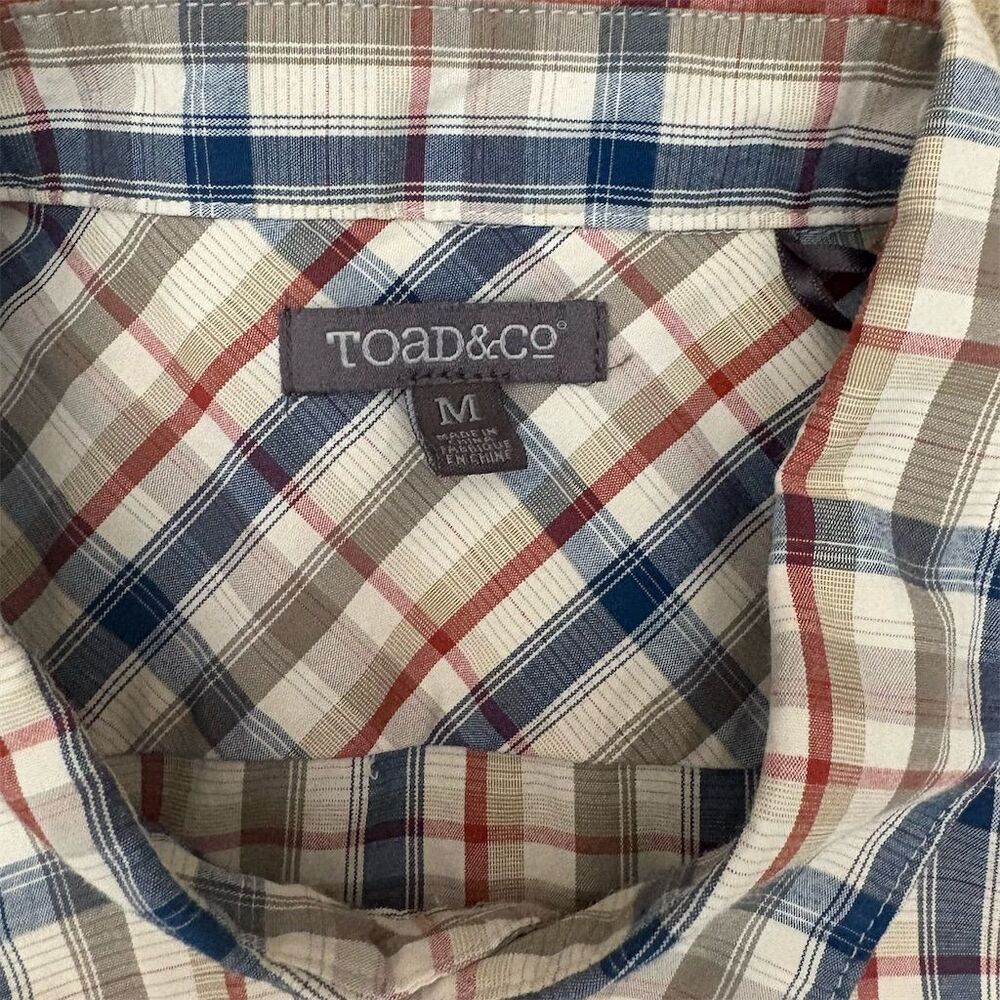 Toad & Co Men's Plaid Short Sleeve Button-Up Shirt Size M Organic Cotton Blend - Picture 4 of 8
